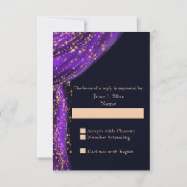 Arabiër Night Paars & Gold Wedding RSVP Kaartje