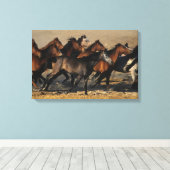 Arabieren die in de woestijn lopen canvas afdruk (Insitu (Houten vloer))