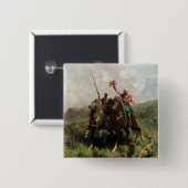 Arabieren met een valk vierkante button 5,1 cm (Voorkant /achterkant)
