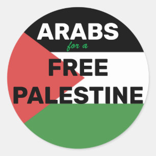 ARABIEREN VOOR EEN GRATIS PALESTIJNSE VLAG ROOD ZW RONDE STICKER