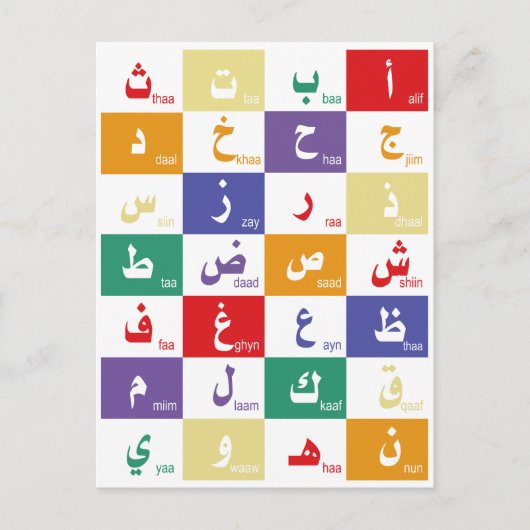 Arabisch alfabet Letters voor kinderen Poster Briefkaart (Voorkant)