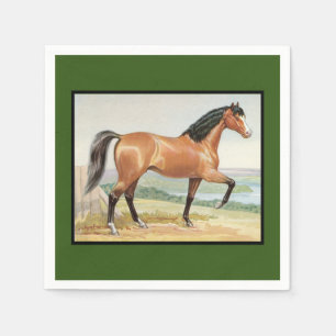 Arabisch Bay Paard Waterverf Fine Art Servet