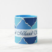 Arabisch Birthday Blue Tones Mosaic Ringer Mok (Midden)