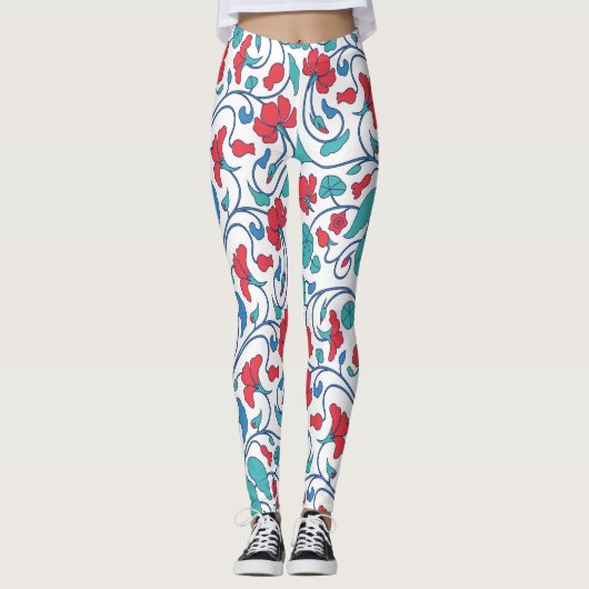 Arabisch bloemig naadloos patroon. leggings (Voorkant)