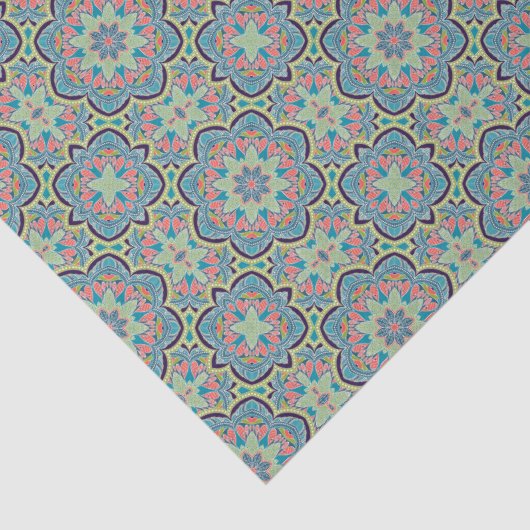 Arabisch Boho Elegant Geometrisch Marokkaans blauw Tissuepapier (Detail)