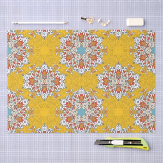 Arabisch Boho Elegant Geometrisch Marokkaans Geel  Tissuepapier (Craft)