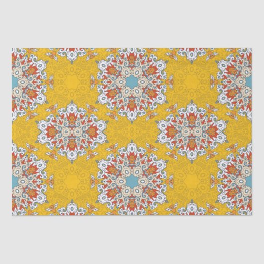 Arabisch Boho Elegant Geometrisch Marokkaans Geel  Tissuepapier (Voorkant)
