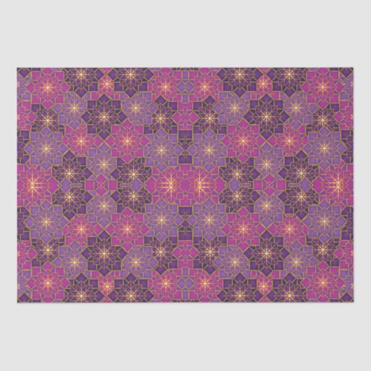 Arabisch Boho Elegant Geometrisch Marokkaans Roze  Tissuepapier (Voorkant)