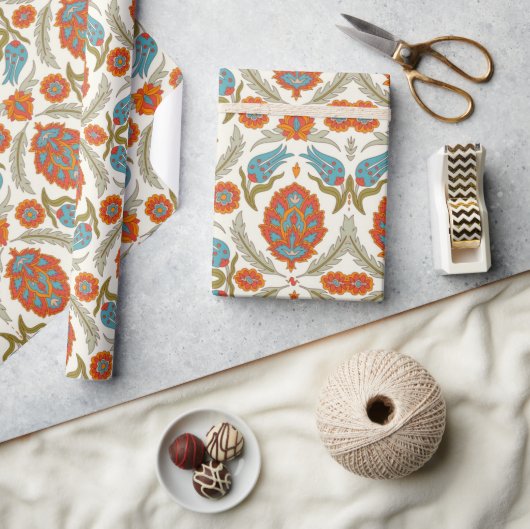 Arabisch Boho Elegante Floral Marokkaanse Peacock Cadeaupapier (Crafts)