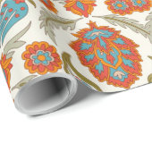 Arabisch Boho Elegante Floral Marokkaanse Peacock Cadeaupapier (Rol Hoek)