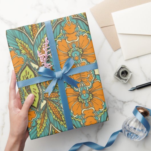 Arabisch Boho Elegante Floral Marokkaanse Peacock Cadeaupapier (Geschenken)