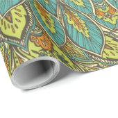 Arabisch Boho Elegante Floral Marokkaanse Peacock Cadeaupapier (Rol Hoek)