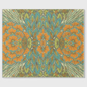 Arabisch Boho Elegante Floral Marokkaanse Peacock Cadeaupapier (Vlak)