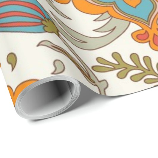 Arabisch Boho Elegante Floral Marokkaanse Peacock Cadeaupapier (Rol Hoek)