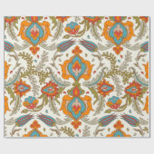 Arabisch Boho Elegante Floral Marokkaanse Peacock Cadeaupapier (Vlak)