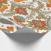 Arabisch Boho Elegante Floral Marokkaanse Peacock Cadeaupapier (Hoek)