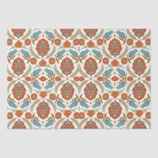 Arabisch Boho Elegante Floral Marokkaanse Peacock Tissuepapier (Voorkant)