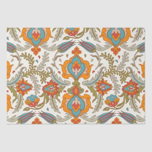 Arabisch Boho Elegante Floral Marokkaanse Peacock Tissuepapier (Voorkant)