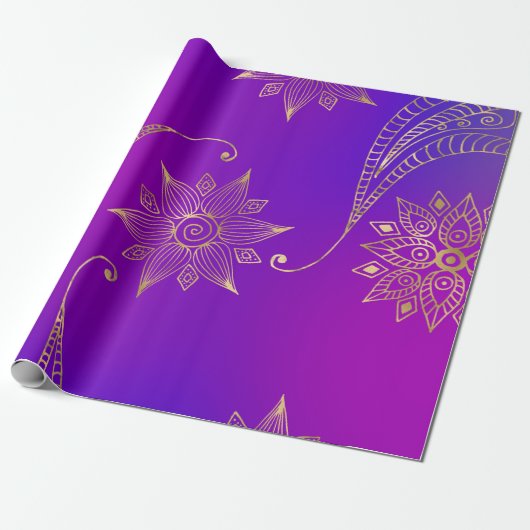 Arabisch Bollywood met Paarse en goudvaten Cadeaupapier (Uitgerold)