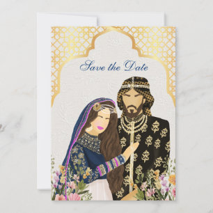 Arabisch bruidspaar illustratie save the date