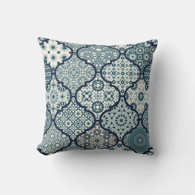 Arabisch decoratief azulejos tegels patchwork isla kussen (Voorkant)