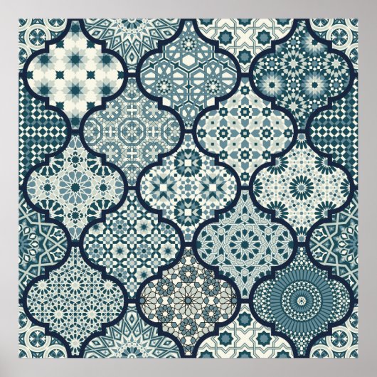 Arabisch decoratief azulejos tegels patchwork isla poster (Voorkant)