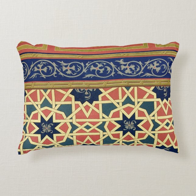 Arabisch decoratief design (kleurenlitho) accent kussen (Voorkant)