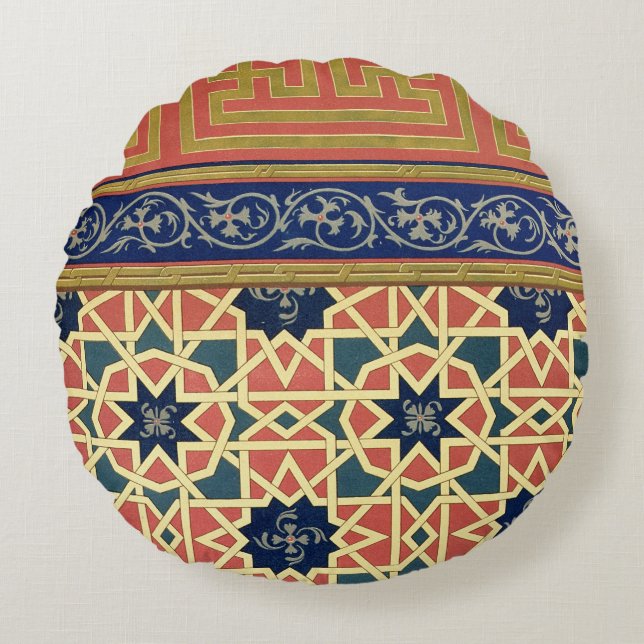 Arabisch decoratief design (kleurenlitho) rond kussen (Voorkant)