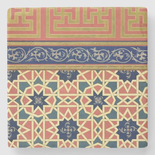 Arabisch decoratief design (kleurenlitho) stenen onderzetter (Voorkant)