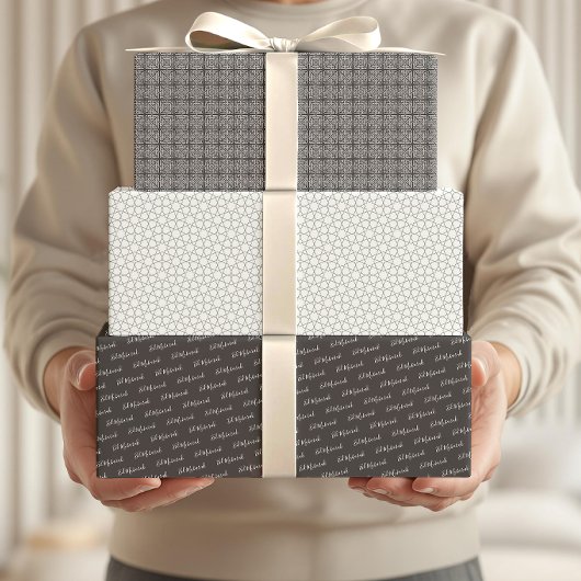 Arabisch Eid Mubarak Cute Black Star Pattern Quote Inpakpapier Vel