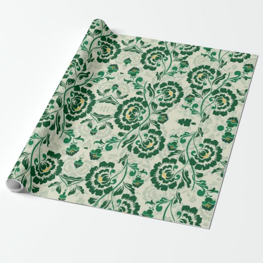 Arabisch Elegant Bloemen Geometrisch Groen Marokka Cadeaupapier (Uitgerold)