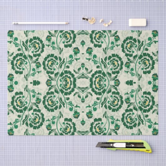 Arabisch Elegant Bloemen Geometrisch Groen Marokka Tissuepapier (Craft)