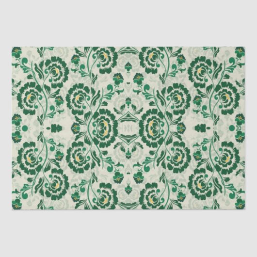 Arabisch Elegant Bloemen Geometrisch Groen Marokka Tissuepapier (Voorkant)