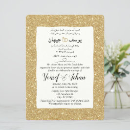 Arabisch en Engels glitter bruiloft Kaart uitnodig
