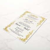 Arabisch Engels Gouden Bloemstengels Elegante Mosl Folie Uitnodiging (Gedraaid)