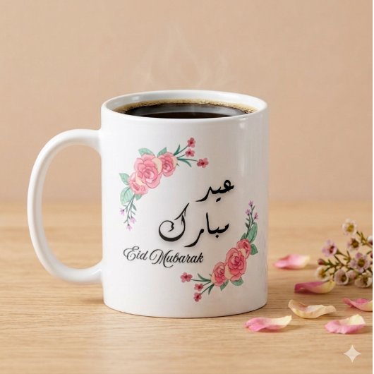 Arabisch & Engels Modern Bloemendesign Eid Mubarak Koffiemok