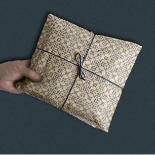 Arabisch geometrisch   Navy Blue Tan Tissuepapier