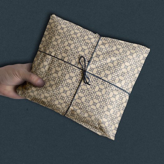 Arabisch geometrisch | Navy Blue Tan Tissuepapier