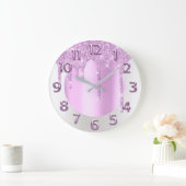 Arabisch getal elegant droogt roze grijs grote klok (Huis)