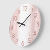 Arabisch getal Roos roze elegant metallisch 3D Grote Klok (Hoek)