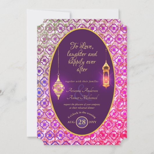 Arabisch Huwelijk Koppel Trouwrepetitie Diner Kaart (Voorkant)