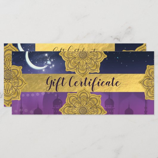 Arabisch Indiaas Marokkaans themakaartencertificaa (Voorkant / Achterkant)