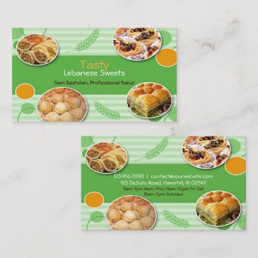 Arabisch Libanees gebak Visitekaartje (Voorkant / Achterkant)