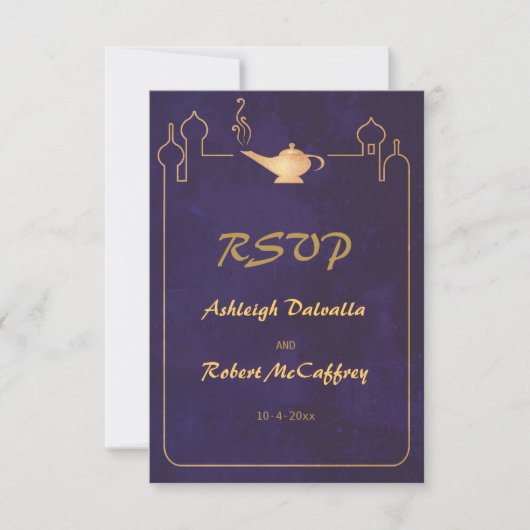 Arabisch Magic Lamp Wedding RSVP-Kaarten RSVP Kaartje (Voorkant)