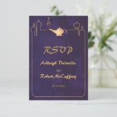 Arabisch Magic Lamp Wedding RSVP-Kaarten RSVP Kaartje (Staand voorkant)