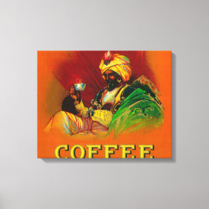 Arabisch Man Koffieetiket Canvas Afdruk