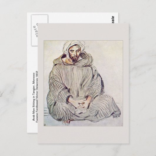 Arabisch Man Zitten in Tangier door Eugene Delacro Briefkaart (Voorkant / Achterkant)
