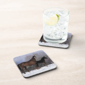 Arabisch Mare & Foal in sneeuw Bier Onderzetter (Rechterzijde)