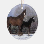 Arabisch Mare & Foal in sneeuw Keramisch Ornament (Links)