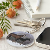 Arabisch Mare & Foal in sneeuw Sleutelhanger (Voorkant Rechts)